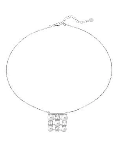 Shop Majorica Simulated Pearl Pendant Necklace, 16 In Silver