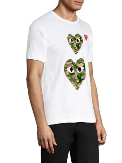 Shop Comme Des Garçons Play Double Camo Logo T-shirt In White