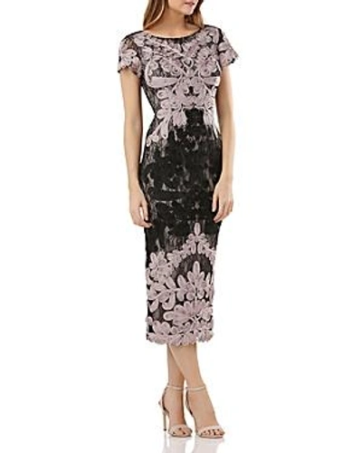 Shop Js Collections Embroidered Ribbon Dress In Lilac/black