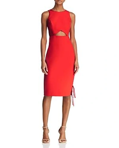 Shop Bcbgmaxazria Cutout Crepe Dress In Curry Red