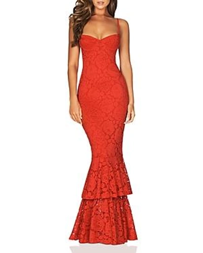 Shop Nookie Liana Lace Mermaid Gown In Red
