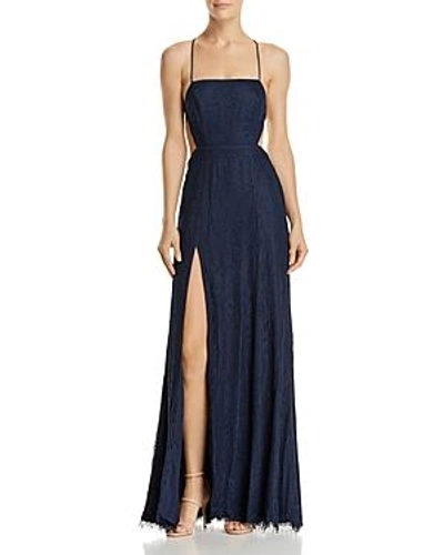 Shop Fame And Partners Adella Lace Gown In Navy