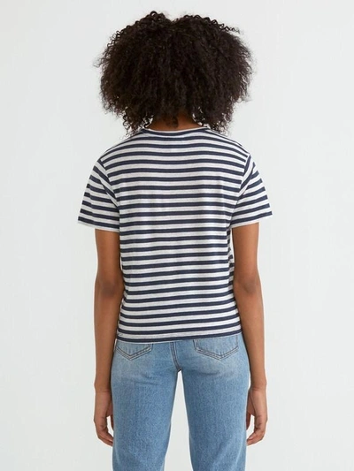 Shop Frank + Oak Striped Linen Boy T-shirt In Navy Blazer