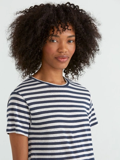 Shop Frank + Oak Striped Linen Boy T-shirt In Navy Blazer