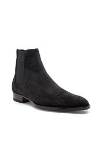 Shop Saint Laurent Suede Wyatt 30 Chelsea Boots