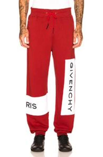 Shop Givenchy Logo Sweatpants In Red