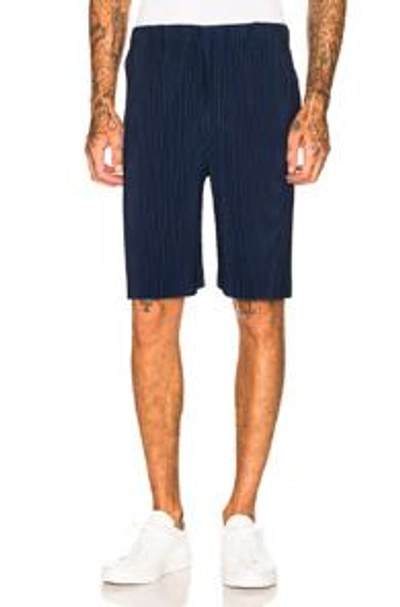 Shop Issey Miyake Homme Plisse Pleated Short In Blue