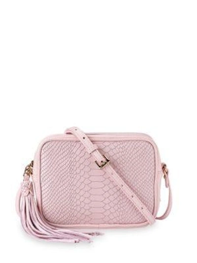 Shop Gigi New York Madison Python Leather Crossbody In Petal Pink