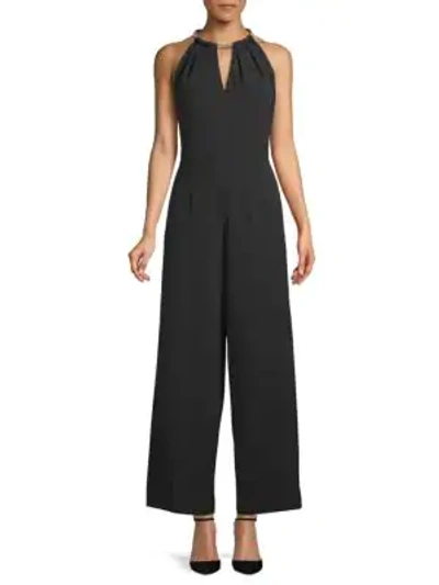 Shop Donna Ricco Halter Sleeveless Jumpsuit In Black