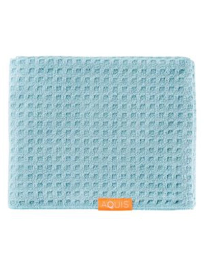 Shop Aquis Waffle Luxe Long Hair Towel In Dream Boat Blue