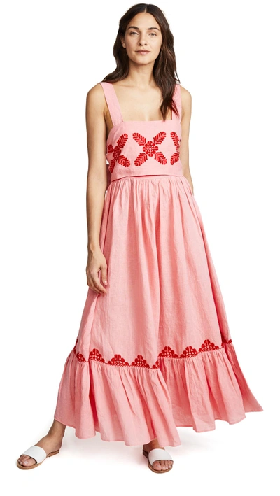 Shop Carolina K Bow Dress In Red/fuchsia