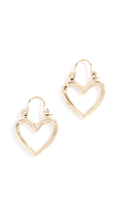Shop Luv Aj The Mini Heartbreaker Hoop Earrings In Yellow Gold