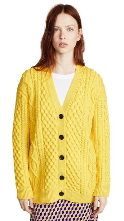 Shop Marc Jacobs Cable Cardigan In Yellow