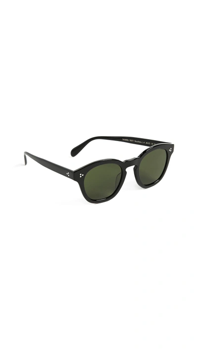 Shop Oliver Peoples Boudreau L.a. Sunglasses In Black/green