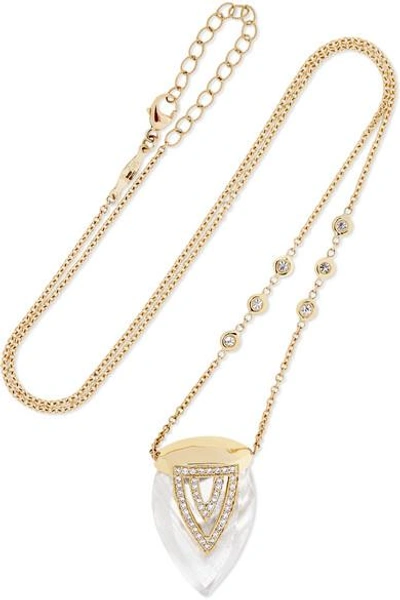 Shop Jacquie Aiche 14-karat Gold, Quartz Crystal And Diamond Necklace