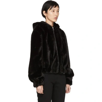 Shop Helmut Lang Black Furry Hooded Bomber Jacket In 001 Black