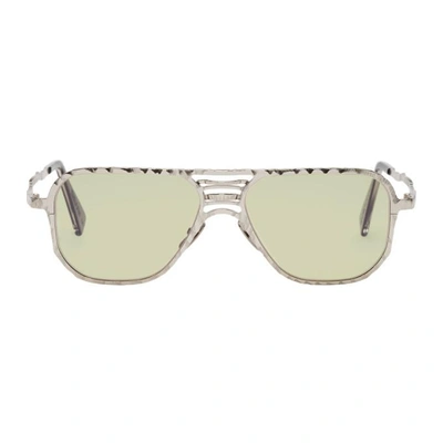 Shop Kuboraum Silver H54 Si Sunglasses In Gunmet/ylw