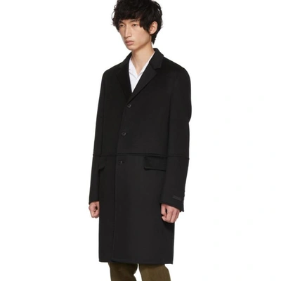 Shop Prada Black Wool Straight Coat