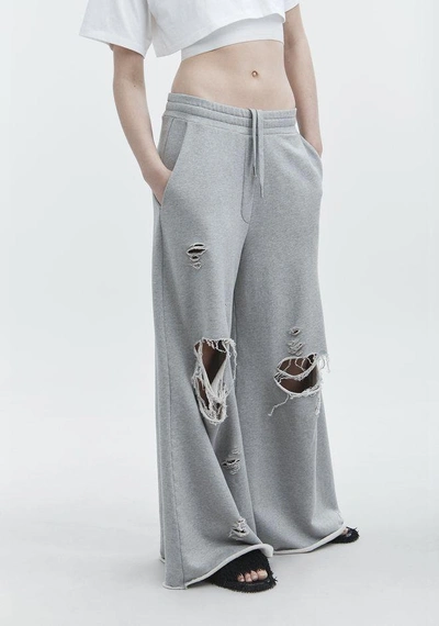 Shop Alexander Wang Distressed Sweatpants In Light Gray