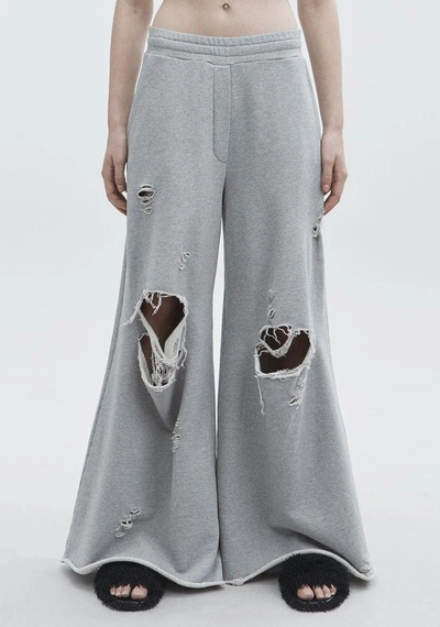 Shop Alexander Wang Distressed Sweatpants In Light Gray
