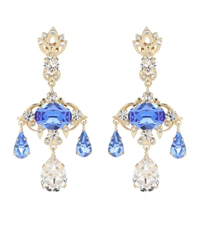 Shop Dolce & Gabbana Crystal-embellished Earrings In Blue