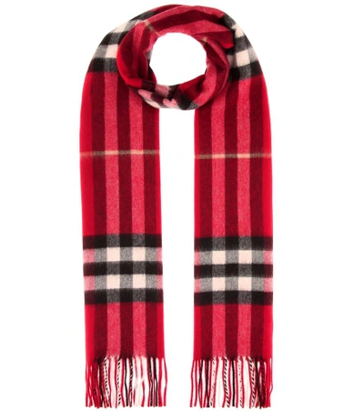 Shop Burberry Giant Icon Cashmere Scarf In Red