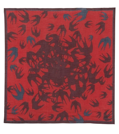 Shop Mcq By Alexander Mcqueen Swallow Printed Scarf In Red