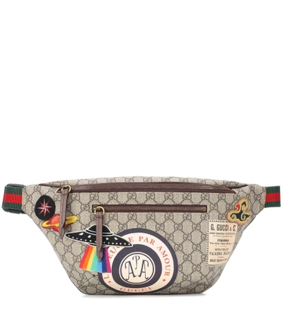 Shop Gucci Gg Supreme Appliquéd Belt Bag In Beige