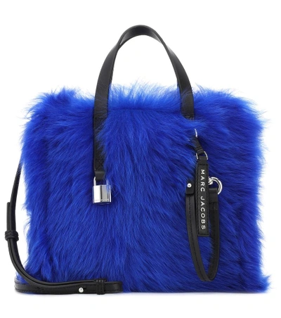 Shop Marc Jacobs The Grind Fur Tote In Blue