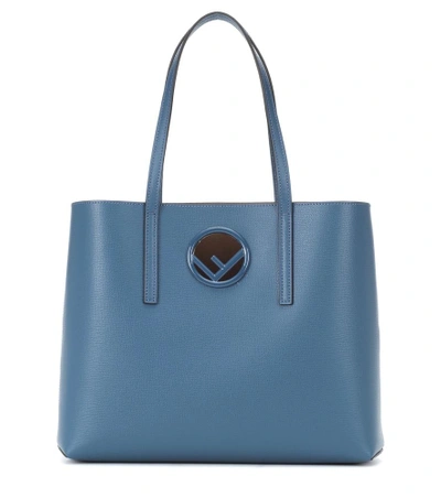 Shop Fendi Leather Shopper In Blue