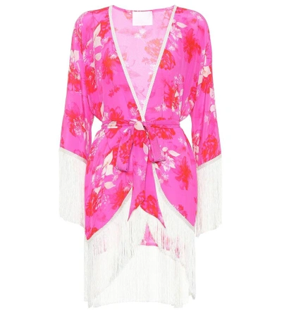 Shop Athena Procopiou Sundown Breeze Floral Silk Kimono In Pink