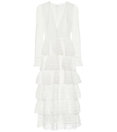 Shop Zimmermann Bayou Embroidered Cotton Dress In White