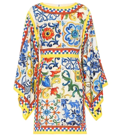 Shop Dolce & Gabbana Printed Silk Minidress In Multicoloured