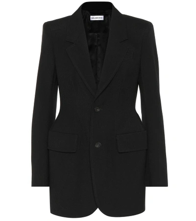 Shop Balenciaga Hourglass Virgin Wool Jacket In Black