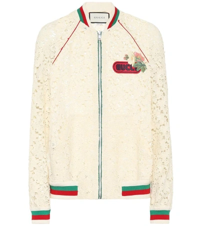 Shop Gucci Lace Cotton-blend Bomber Jacket