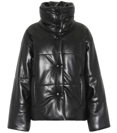 Nanushka Hide Quilted Padded Vegan Leather Jacket In Black