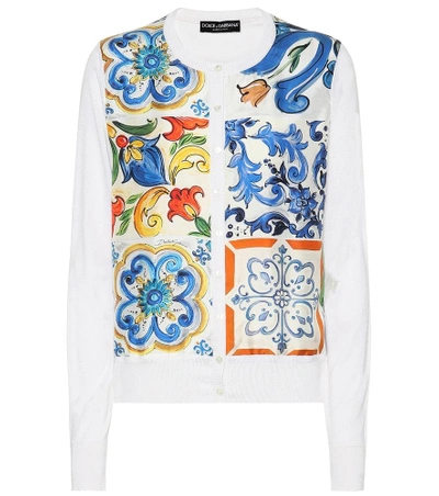 Shop Dolce & Gabbana Printed Silk Cardigan In White