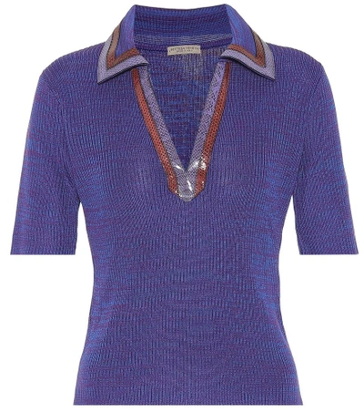 Shop Bottega Veneta Snakeskin-trimmed Sweater In Purple