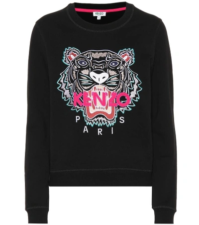 Shop Kenzo Tiger Logo Cotton Sweatshirt In Black