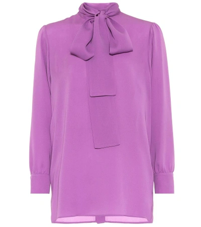 Shop Gucci Silk Satin Shirt In Purple
