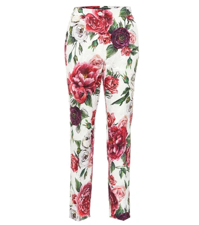 Shop Dolce & Gabbana Floral Cotton And Silk-blend Pants In Pink
