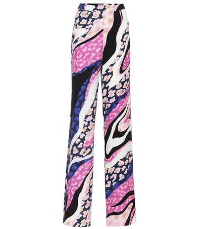 Shop Emilio Pucci Printed Crêpe Trousers In Multicoloured