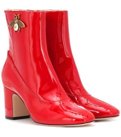 Shop Gucci Patent Leather Ankle Boots In Red