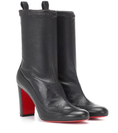 Shop Christian Louboutin Gena Bootie 85 Leather Ankle Boots In Black