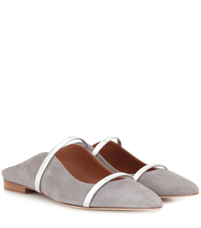 Shop Malone Souliers Maureen Suede Slippers In Grey