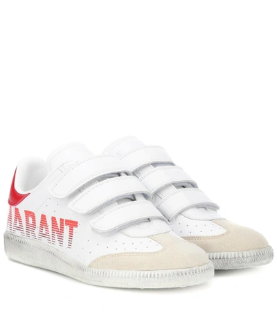 Shop Isabel Marant Beth Leather And Suede Sneakers In White