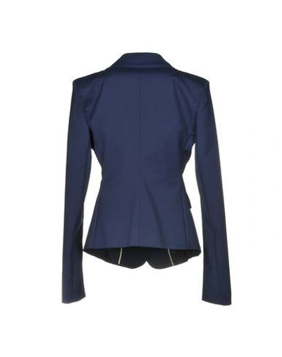 Shop Patrizia Pepe Woman Blazer Blue Size 10 Cotton, Polyamide, Elastane