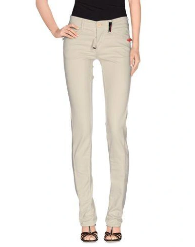 Shop High Denim Pants In Beige