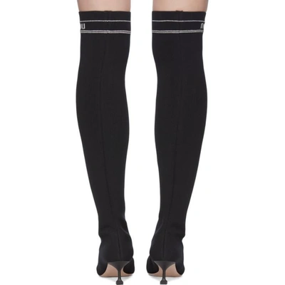 Shop Miu Miu Black Over-the-knee Sock Boots In F0i89 Black