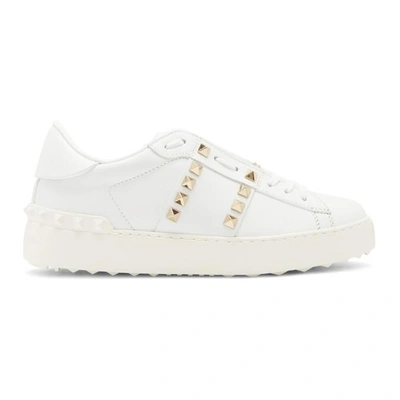 Shop Valentino White  Garavani Rockstud Untitled Sneakers In 0bo White